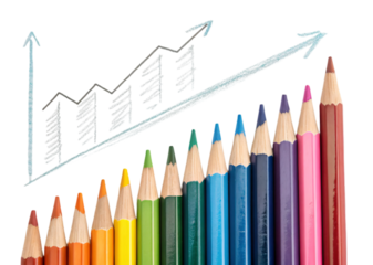 Colored Pencils Displayed with Chalk Drawn Letters on Blackboard