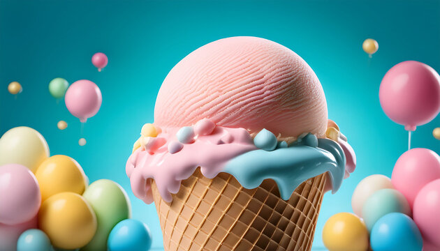 playful pastel ice cream delight in pop art paradise - Powered by Adobe