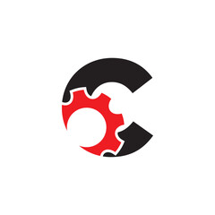 Bold Initial Letter C With Gear Logo Design