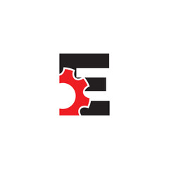 Bold Initial Letter E With Gear Logo Design