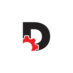Bold Initial Letter D With Gear Logo Design