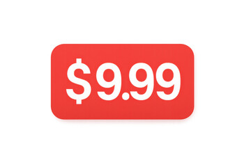 Price tag showing $9.99, highlighting cost-effective pricing strategy for digital marketplace and retail sales promotion