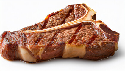 juicy t bone steak isolated with white highlights