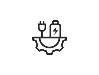 Charging & Energy Line Icon Set – Minimal Linear Icons of Battery, EV, Socket, Wireless Charging, Power Station, Electric Car & More