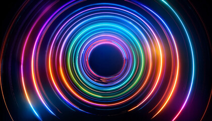 colorful neon light circles on a dark background vibrant and dynamic design