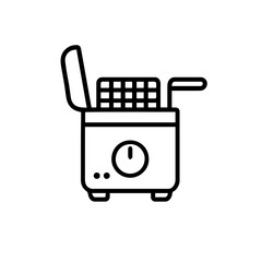 line icon deep fryer vector on white background 
Vector line icon on white background