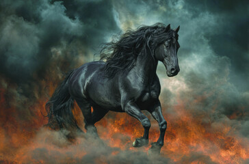 Fototapeta premium Beautiful horse, symbol of year, Chinese zodiac, Fire Horse