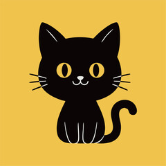 Cute Halloween Black Cat Character Minimal Flat Design - かわいいハロウィン黒猫キャラクターのミニマルフラットデザイン