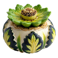 A decorative artichoke shaped container with realistic leaf and bud details, perfect for adding a touch of garden inspired elegance to any home decor collection.