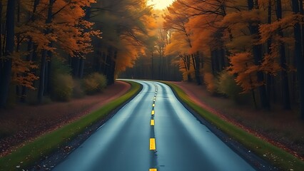 A forked road through an autumn forest, representing life's choices and transitions.