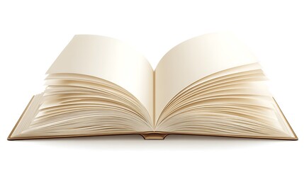 Fototapeta premium Open book invites learning, reading. Isolated on white. Use for education, creativity, design, marketing, web.