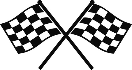 Two crossed checkered flags symbolizing racing victory and competition