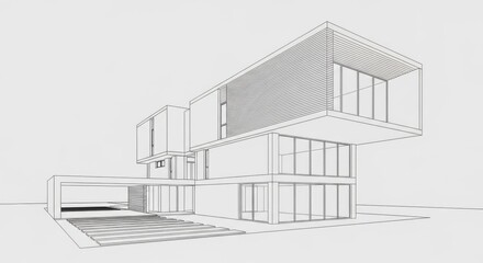 A blueprint drawing of a modern house design