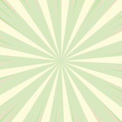 Abstract Radial Burst of Soft Pastel Green and Cream Colors with Dynamic Lines new 2025 trendy sun brust retro comic style background