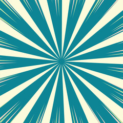 Radial Burst Background of Teal Stripes on Cream new 2025 trendy sun brust retro comic style background