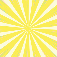 Bright Yellow Sunburst Background Pattern with Radial Lines and Faint Green Accents new 2025 trendy sun brust retro comic style background