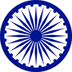 Ashoka Chakra. अशोक चक्र. Indian Flag Wheel Symbol Vector Illustration. A symbol of righteousness, justice, and progress. 
