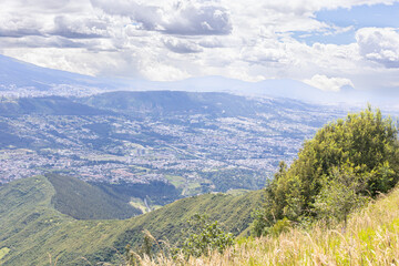 Valley of the Chillos, Ecuador - June 9, 2025: View towards the valley, from the summit of the...