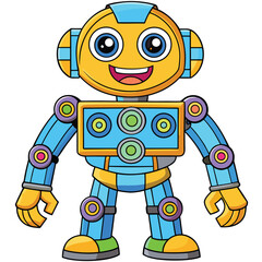 Whimsical robot illustration constructed from alphabet letters