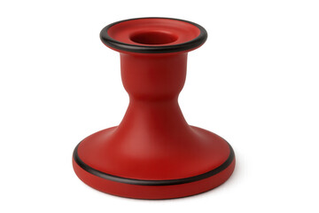 Red candlestick holder with black trim isolated on transparent background, creating a vibrant and elegant decorative piece