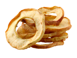 rings of dried apple isolated on white background. PNG