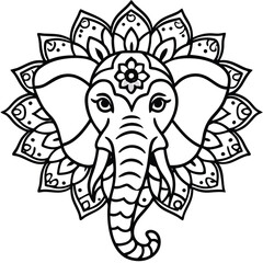 Intricate mandala elephant design with floral details
