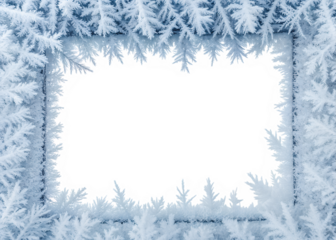 Flat Isometric Blue Frost Winter Frame Border with Icy Snow Edge

