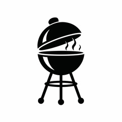 Grill Icon with Steam, Barbecue Cooking Symbol