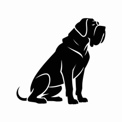 Sitting Dog Silhouette in Black and White Design
