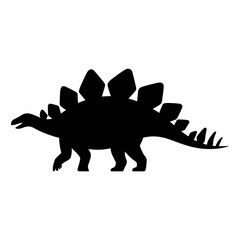 Stegosaurus Silhouette on White Background