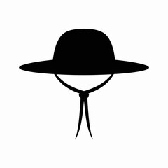Stylized Black Hat Icon with String, Fashion, Accessory