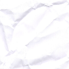 Obraz premium Crumpled white paper texture with layered folds and soft creases, perfect for scrapbooking, stationery design, mockups, creative notes, and textured background projects.