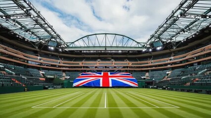 UK flag at a tennis stadium.