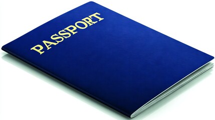 Blue passport with gold lettering on the cover, symbolizing international travel and identity, resting on a reflective surface, showcasing its design and importance in global mobility