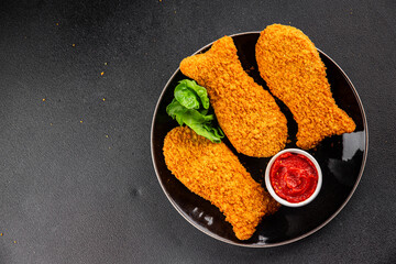 Fish sticks fishs shaped breaded fish nuggets fast food fresh delicious gourmet food background on...