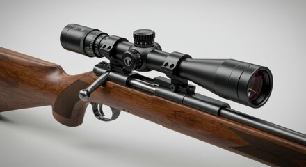 Advanced targeting scope atop traditional wooden rifle stock