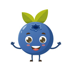 Obraz premium Cute Blueberry Character Isolated on a Transparent Background