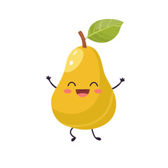 Happy Dancing Pear Character Isolated on a Transparent Background