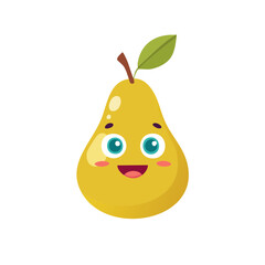 Cute Pear Character Isolated on a Transparent Background