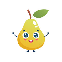 Obraz premium Cute Pear Character Isolated on a Transparent Background