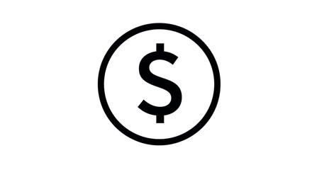 Obraz premium Minimalist black dollar symbol on white background