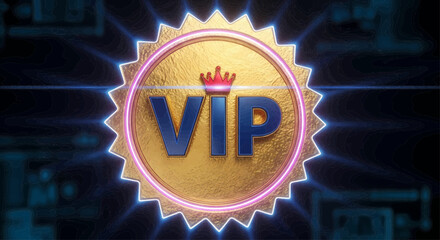 Exclusive VIP Badge Illuminated Digital Emblem for Premium Access and Rewards