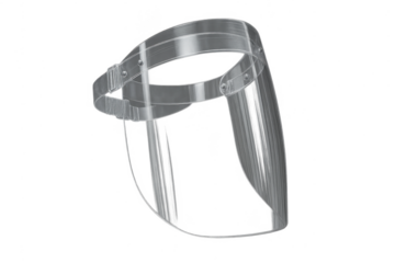 Clear transparent plastic face shield isolated on a clean transparent background