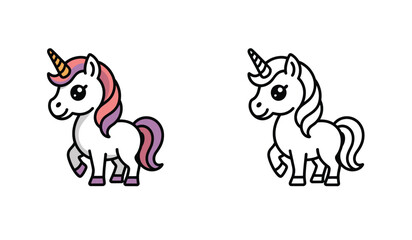 Fototapeta premium Cute Unicorn Cartoon Character Illustrations Adorable and Magical Design Whimsical Childrens Art