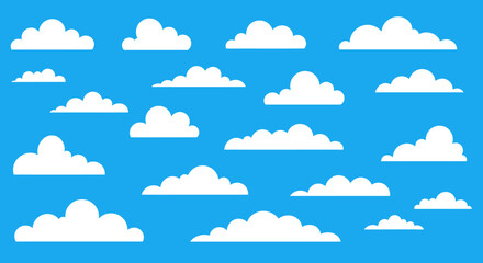Seamless Pattern of White Clouds on a Blue Sky Background