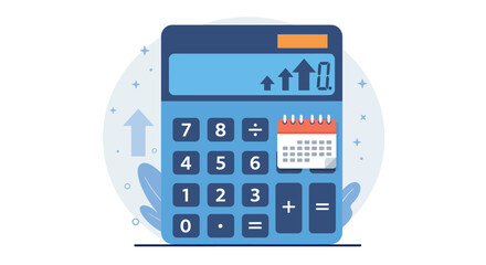 Modern flat calculator with calendar integration for business and finance