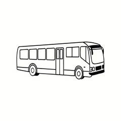 Line art Vehicle/Black & white car/simple line art transportation, school bus, kids school bus