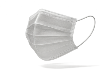 Clean white disposable medical face mask isolated on transparent background