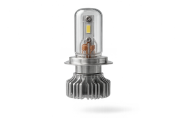 Modern LED light bulb for automotive use isolated on transparent background