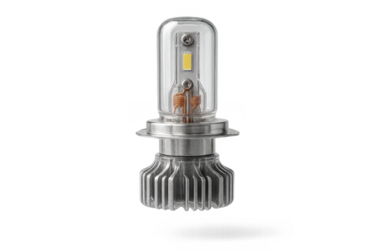 Modern LED light bulb for automotive use isolated on transparent background